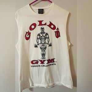Vintage 90’s Gold’s Gym White And Red Men’s Size  Large Sleeveless Tee Workout